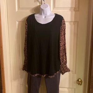 Black and Leopard Print Women's Top